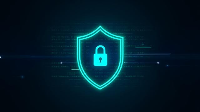 Abstract digital shield and padlock representing cybersecurity for cybersecurity consulting.